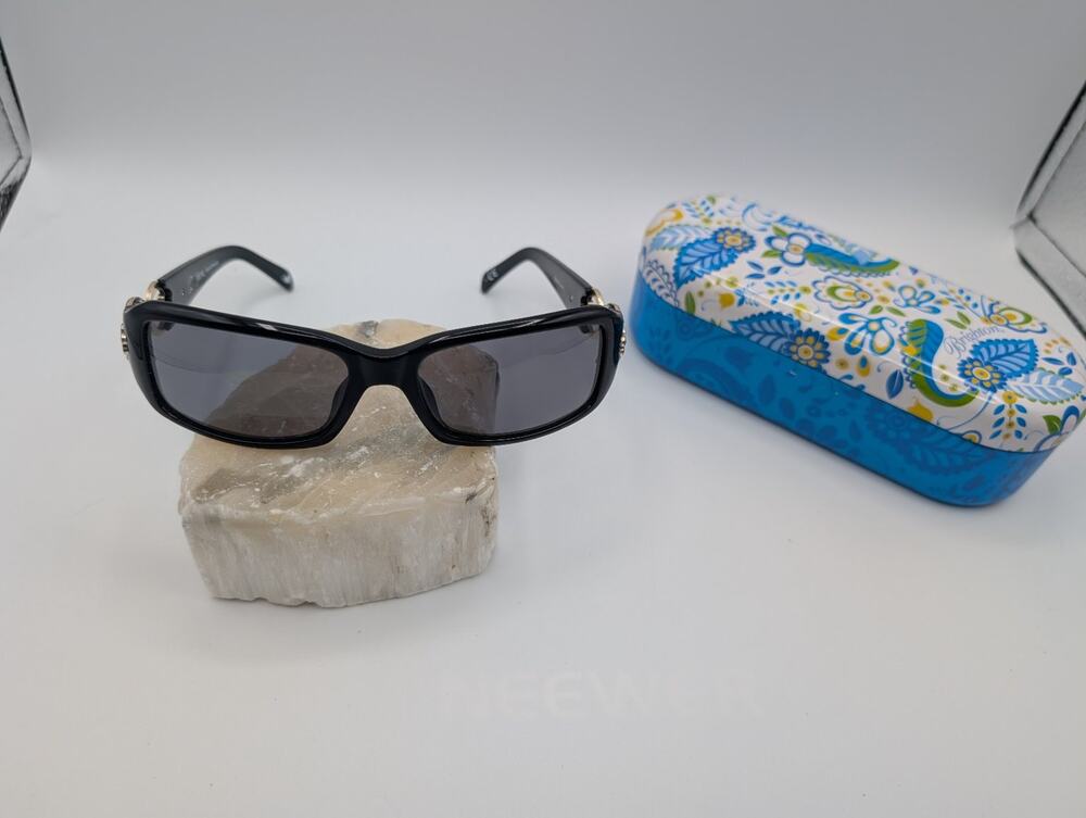 Brighton Handmade Black Peach Blossom Sunglasses Floral Rhinestone Temples